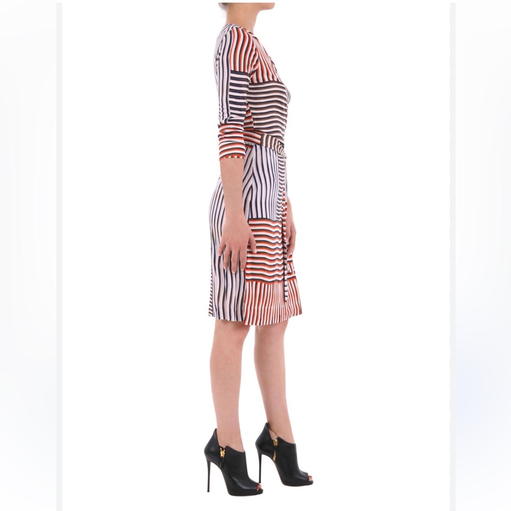 *FLASH SALE* Diane Von Furstenberg Julian Irregular Striped Wrap Dress